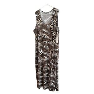 NY Collection NWT Sleeveless Maxi Dress Animal Print Plus Size 3X